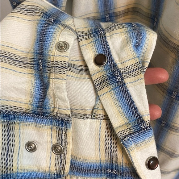 Orvis Soft Flannel Pearl Snap Men’s Button Shirt XL Cotton Western Blue Cream - Picture 5 of 8